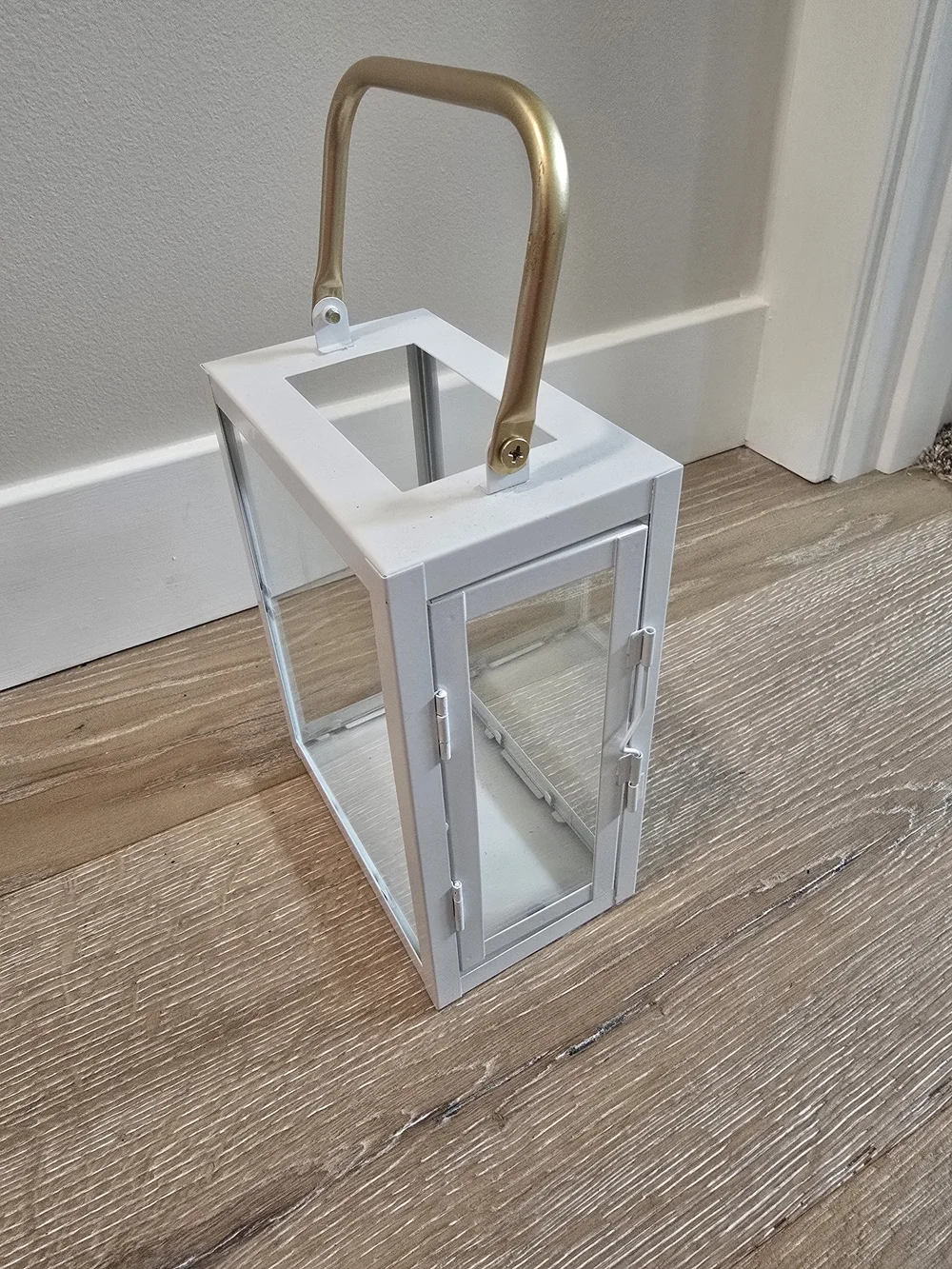 White and Gold Decorative Lantern - Home Accents